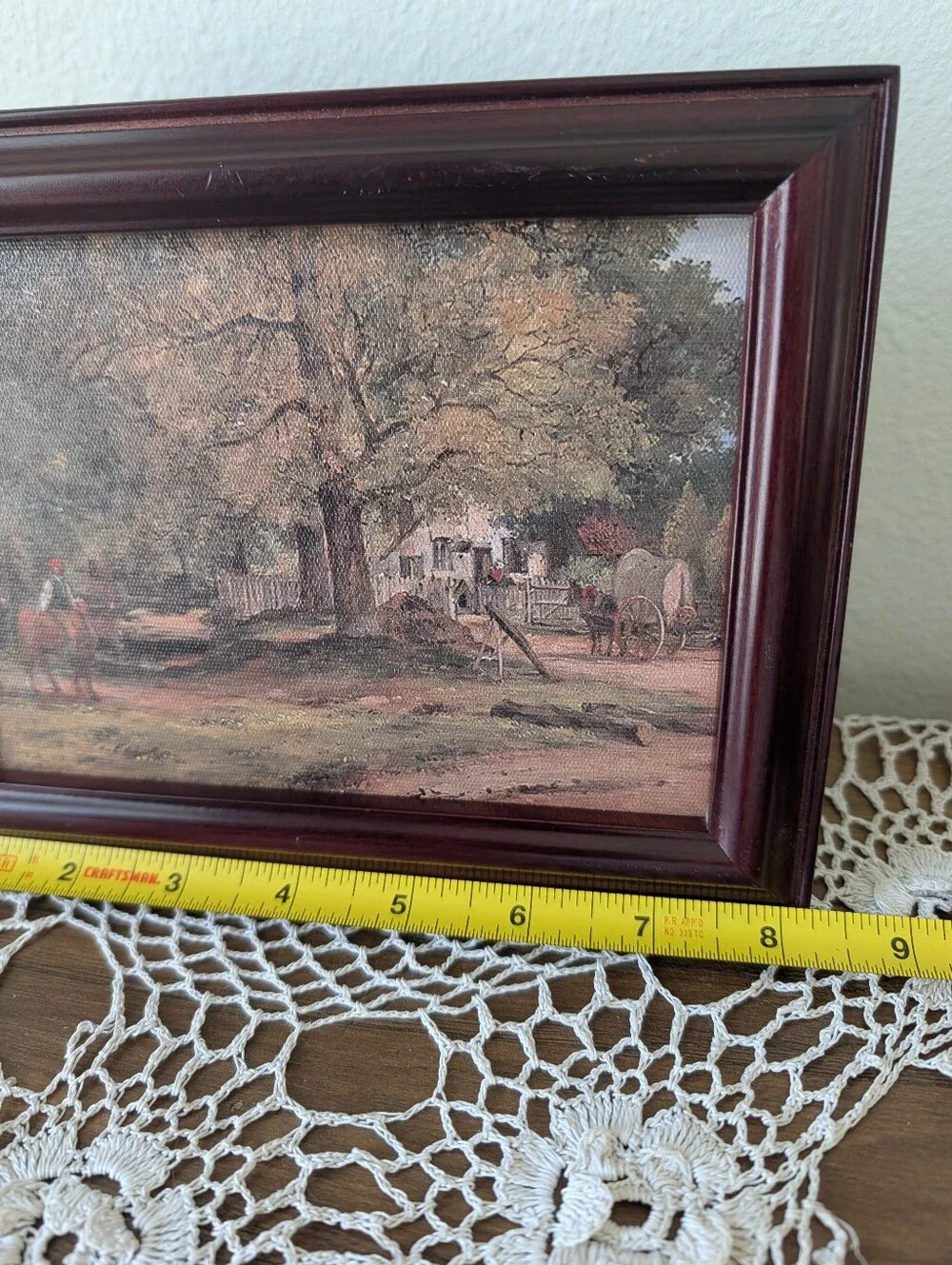 Framed Farmhouse Scene  Canvas Print Fall Decor Neutral Tones
